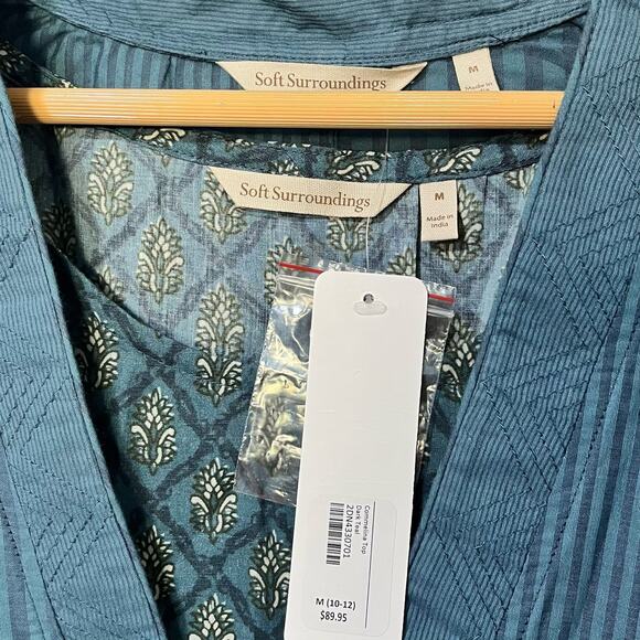 Soft Surroundings Commelina Top & Tank Size M Blue Floral Boho Prairecore NWT - Picture 8 of 9